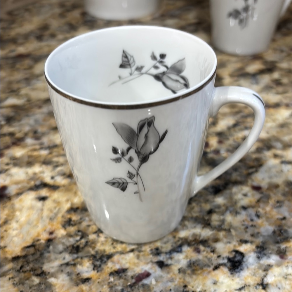 White and Gray Floral Coffee Set Kitchen Accessory - Picture 2 of 12